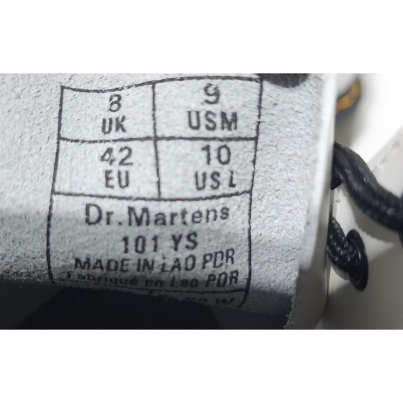 New Dr. Martens 101 YS Mid White Leather Yellow Stitch 6 Eyelets Size 9 M /W 10